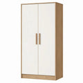 2-deurs kledingkast 80 x 52 x 180 cm wit/eikenkleur