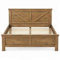 Massief eikenhouten bed 160 x 200 cm naturel met lattenbodem