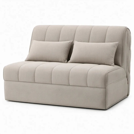 Beige 2-zitsbank van polyester, 140 x 85 x 78 cm
