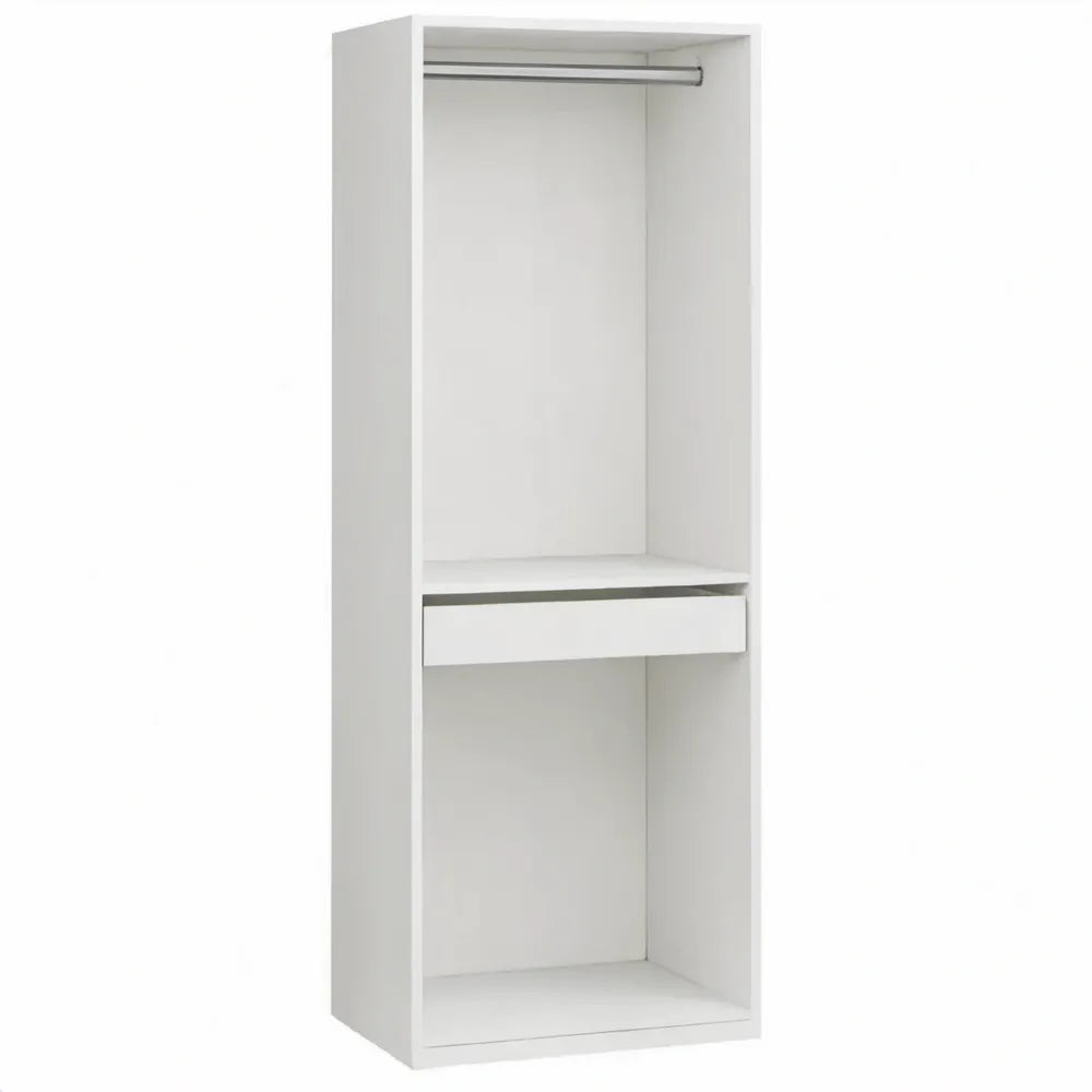 Open kledingkast met kledingroede, lade en tussenplank 60 x 50 x 180 cm Wit/Zilver