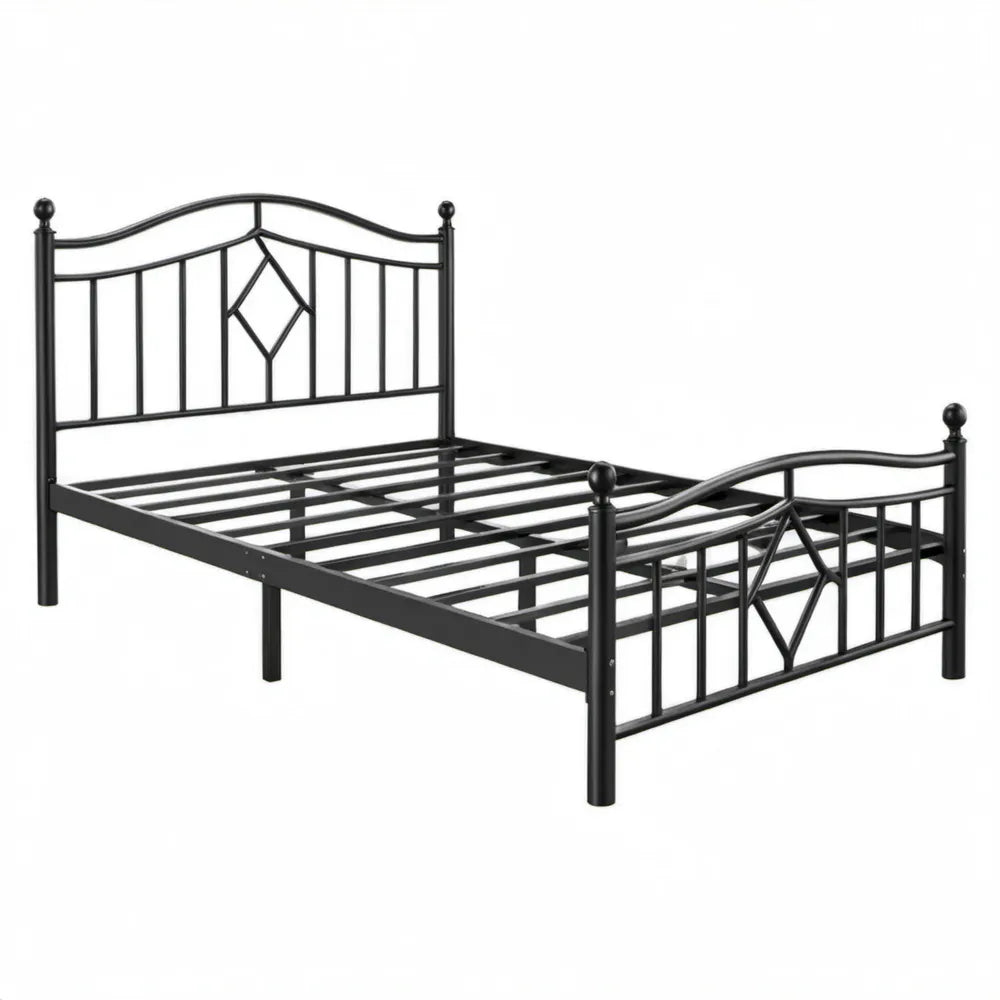 Zwart metalen bedframe 140 x 200 cm met geïntegreerde lattenbodem