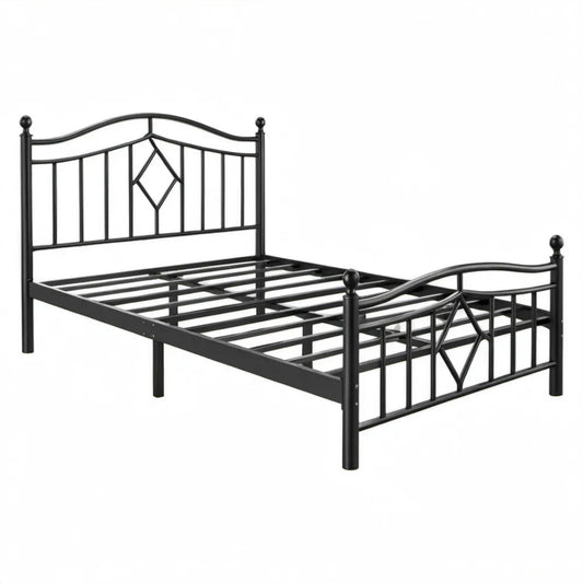 Zwart metalen bedframe 140 x 200 cm met geïntegreerde lattenbodem